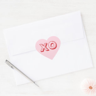 XO kisses and hugs rosa moderne Typografie Herz-Aufkleber