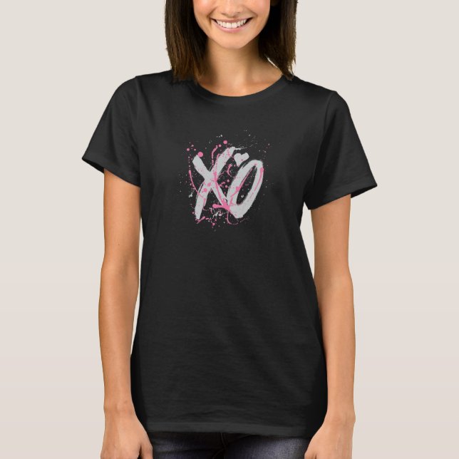XO Love Cute Cool Abstract Heart Pink T-Shirt (Vorderseite)