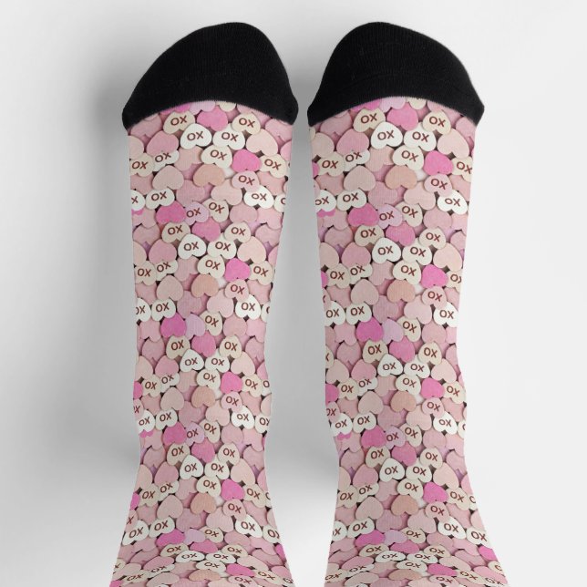 XO Romantic Heart Pattern Valentine Anniversary  Socken (Oben)