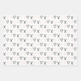 Xo Valentines Hearts Pattern Geschenkpapier Set
