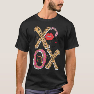 Xo Xo Lips Leopard Valentinstag Niedlich Hearts Wo T-Shirt