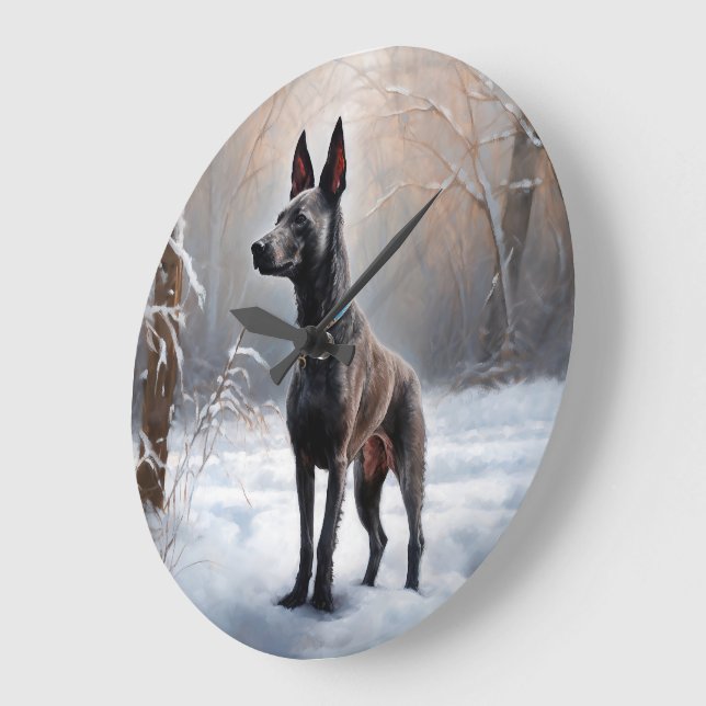 Xoloitzcuintli Lass es Weihnachten Große Wanduhr (Winkel)