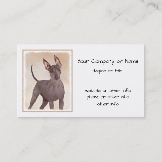 Xoloitzcuintli Malerei - Niedliche Original Dog Ar Visitenkarte (Vorderseite)