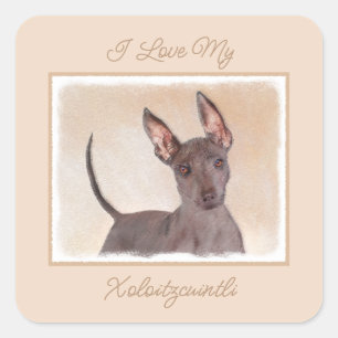 Xoloitzcuintli Malerei - Niedliches Original Hund Quadratischer Aufkleber