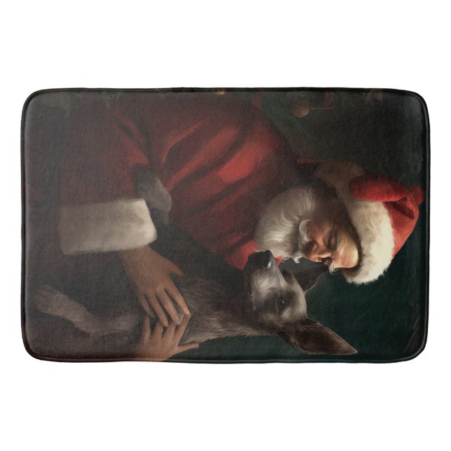 Xoloitzcuintli mit dem Weihnachtsmann Weihnachten Badematte (Vorderseite)