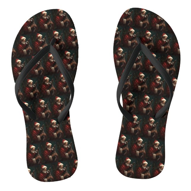 Xoloitzcuintli mit dem Weihnachtsmann Weihnachten Flip Flops (Fußbett)