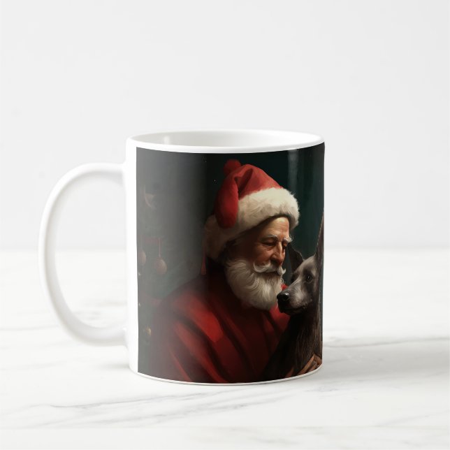 Xoloitzcuintli mit dem Weihnachtsmann Weihnachten Kaffeetasse (Links)