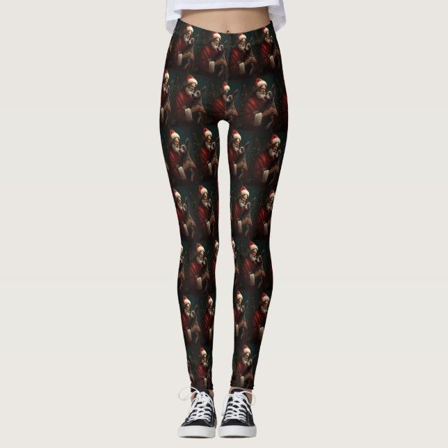 Xoloitzcuintli mit dem Weihnachtsmann Weihnachten Leggings (Vorderseite)