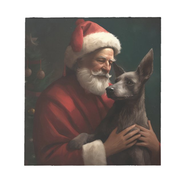 Xoloitzcuintli mit dem Weihnachtsmann Weihnachten Notizblock (Vorderseite)