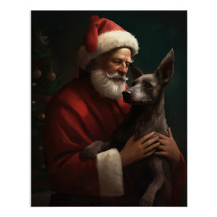 Xoloitzcuintli mit dem Weihnachtsmann Weihnachten Poster