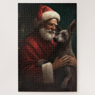 Xoloitzcuintli mit Santa Claus Festliches Weihnach