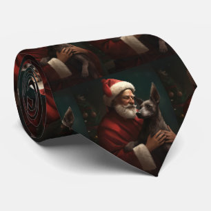 Xoloitzcuintli mit Santa Claus Festliches Weihnach Krawatte