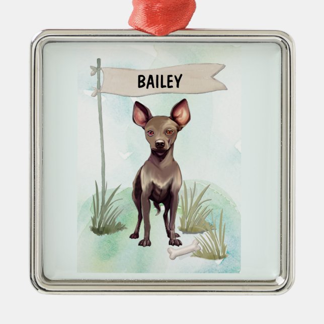 Xoloitzcuintli Watercolor Personalized Dog Ornament Aus Metall (Vorne)