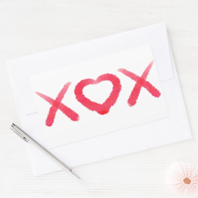 XOX, Liebe, Küsse, Valentindesign Rechteckiger Aufkleber (Umschlag)