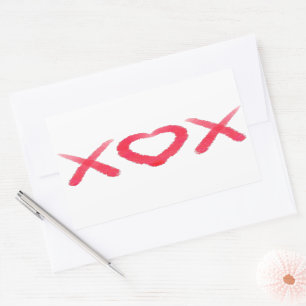 XOX, Liebe, Küsse, Valentindesign Rechteckiger Aufkleber