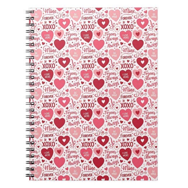 XOXO & Always Be Mine Pink Rot Notizblock (Vorderseite)