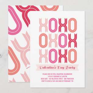 XOXO Amour et baisers Invitation de la fête de la 
