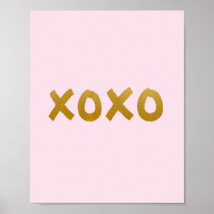 Xoxo - Art print - Rosa - Gold - Dekoration