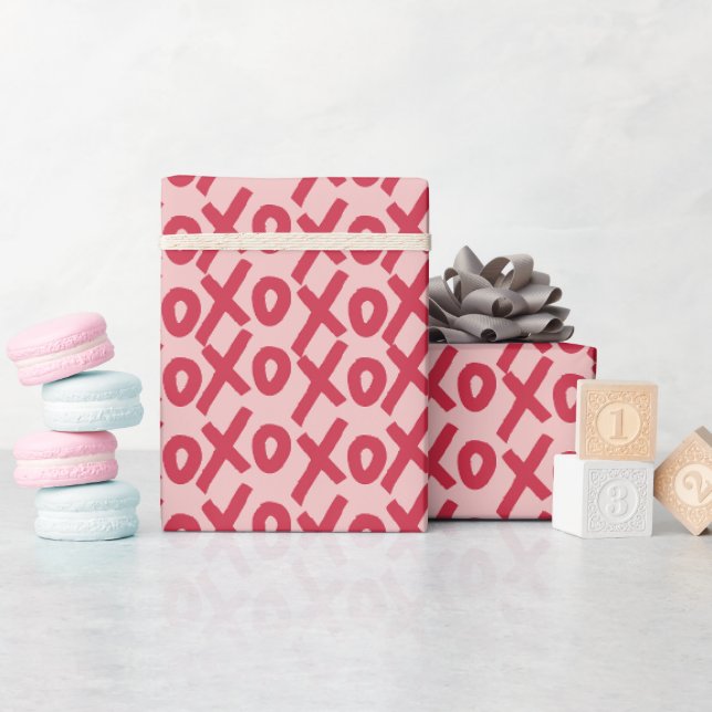 XOXO Ästhetik Dunkelrosa Geschenkpapier (Babyparty)