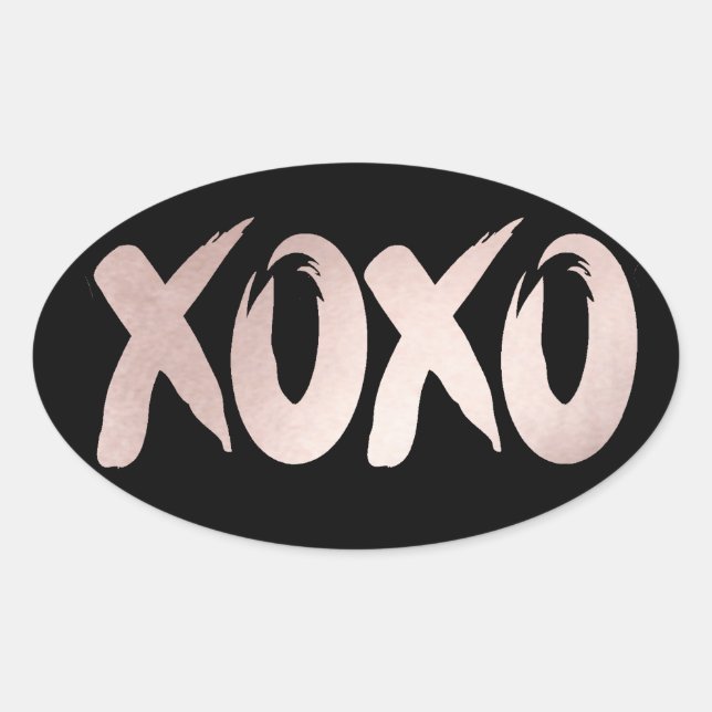 XOXO Blush Pink | Handgeschriebenes Pinselskript Ovaler Aufkleber (Vorderseite)