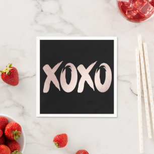 XOXO Blush Pink Handgeschriebenes Pinselskript Serviette
