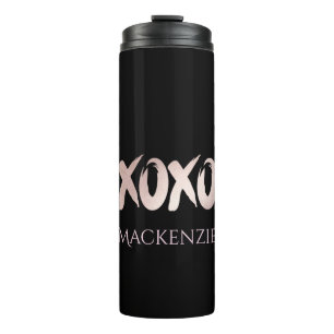 XOXO Blush Pink Handgeschriebenes Pinselskript Thermosbecher