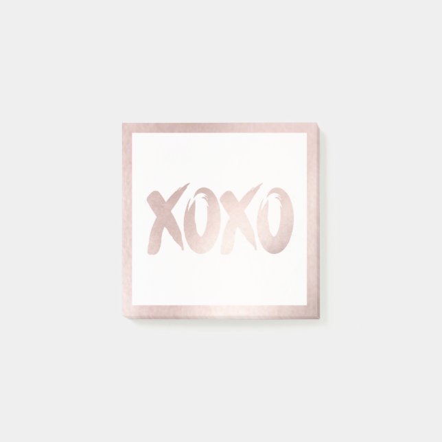 XOXO Blush Pink | Moderne Pinselkalligrafie Post-it Klebezettel (Vorderseite)
