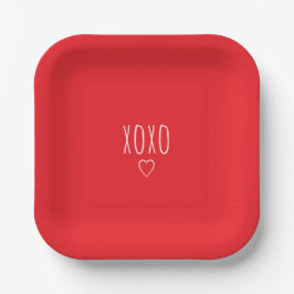 'XOXO' Bold Romantic Red White Valentine's Day Pappteller