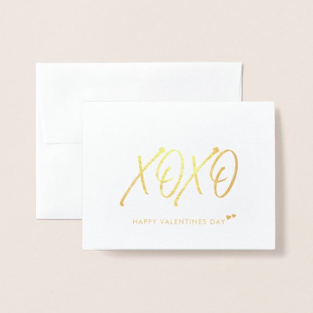 XOXO | Carte Gold Heart Valentine's Day (Devant avec enveloppe)
