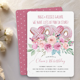 XOXO Cookies et Fleurs Filles Invitation d'anniver
