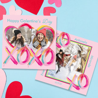 XOXO Farbiger Galentine’s Day Custom-Foto Feiertagskarte