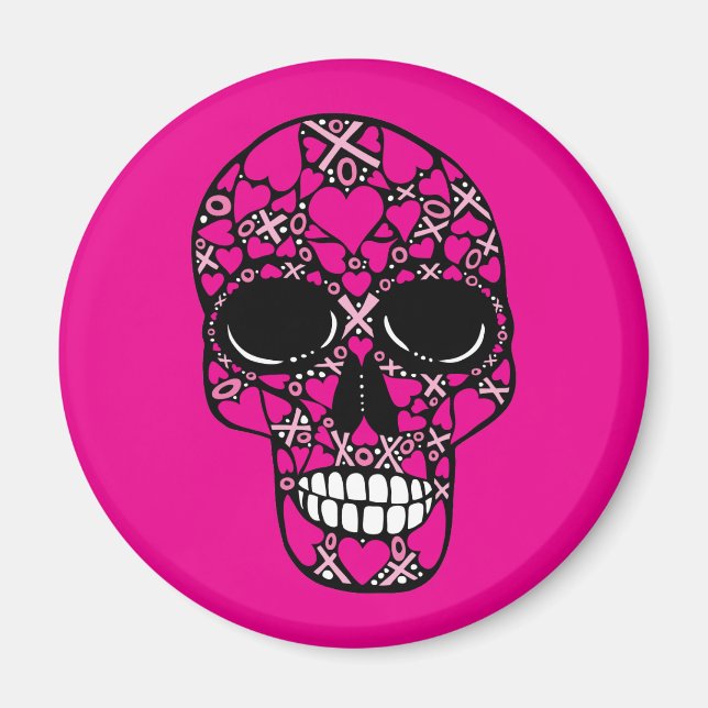 XOXO Forever - Skull Magnet auf Rosa (Vorne)