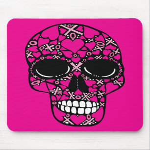 XOXO für immer - Schädel-Mausunterlage auf Rosa Mousepad