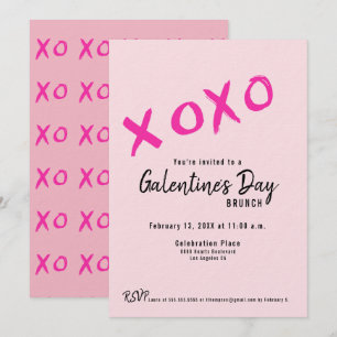 XOXO Galentine’s Day Girls Brunch Rosa Modern Einladung