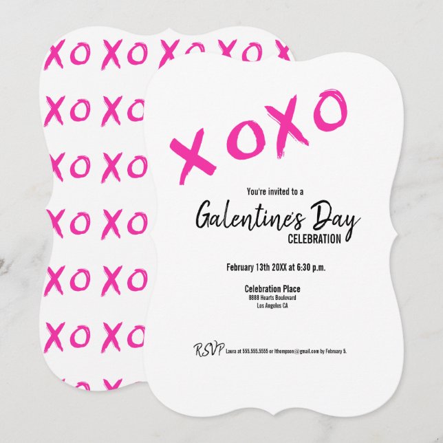 XOXO Galentine's Day Friends Valentines Party Einladung (Vorne/Hinten)