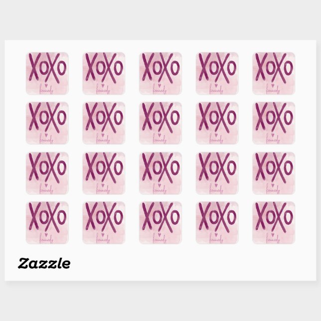 XOXO Geschenkklammern Quadratischer Aufkleber (Blatt)