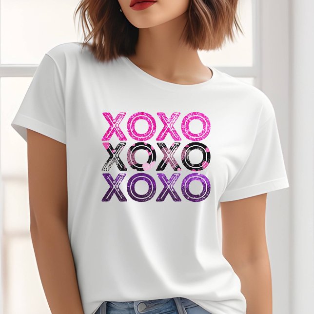 Xoxo Glitzer Valentinstag T - Shirt (Von Creator hochgeladen)