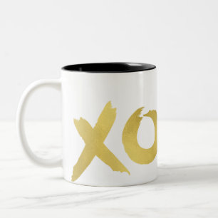 XOXO Gold Moderne Faux-Folie Glanz Glamourös Chic Zweifarbige Tasse