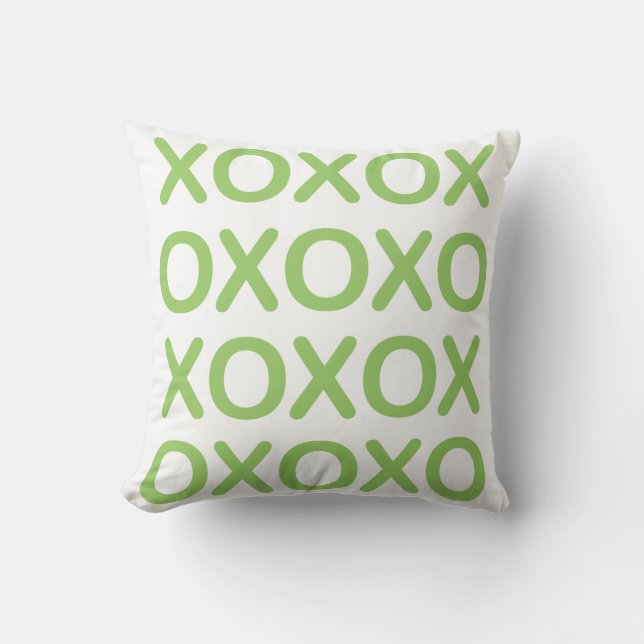 XOXO grünes und weißes Kissen (Vorderseite)