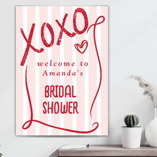 XOXO Handgezeichneter Rosa Brautparty-Willkommen Poster