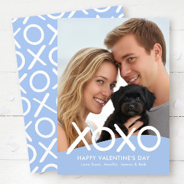 XOXO Happy Valentine's Day Photo Blue Modern Feiertagskarte