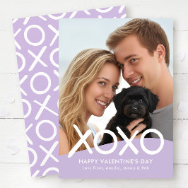 XOXO Happy Valentine's Day Photo Purple Modern Feiertagskarte