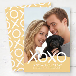 XOXO Happy Valentine's Day Photo Yellow Modern Feiertagskarte