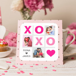 XOXO Happy Valentine's Day Pink Heart Custom Foto Quadratischer Aufkleber
