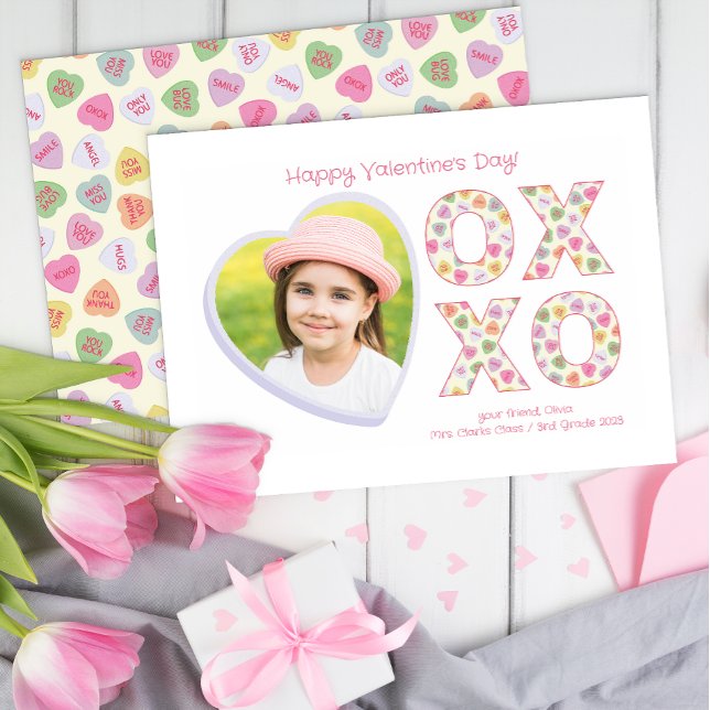 XOXO Heart Photo Salle de classe Carte de Saint-Va (xoxo Classroom Valentine)