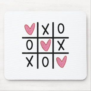Xoxo Hearts Valentine Hugs Kisses Tic-tac-toe Wome Mousepad