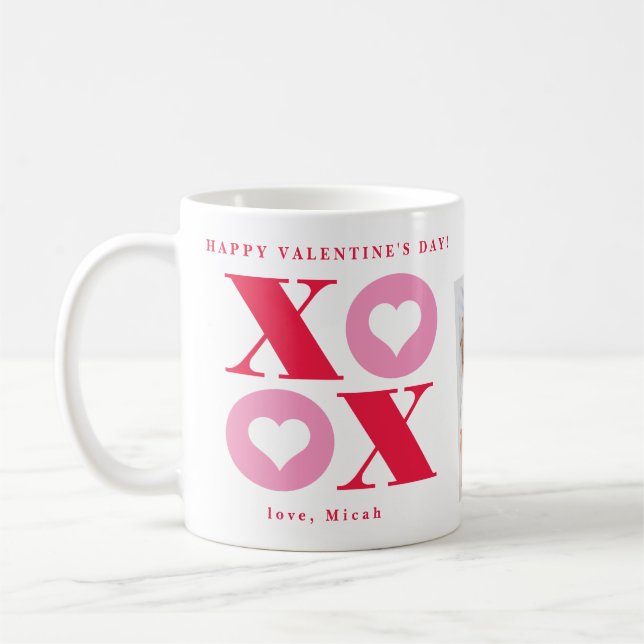 Xoxo Herz Happy Valentine's Day Zwei-Foto-Kaffee  Kaffeetasse (Links)