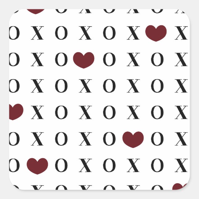 XOXO Herz Quadratischer Aufkleber (Vorderseite)