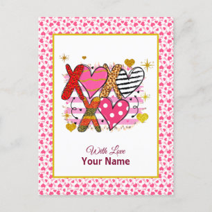 XOXO Herz Süß & Verspielt Postkarte