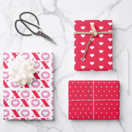 XOXO Herzmuster Geschenkpapier Set